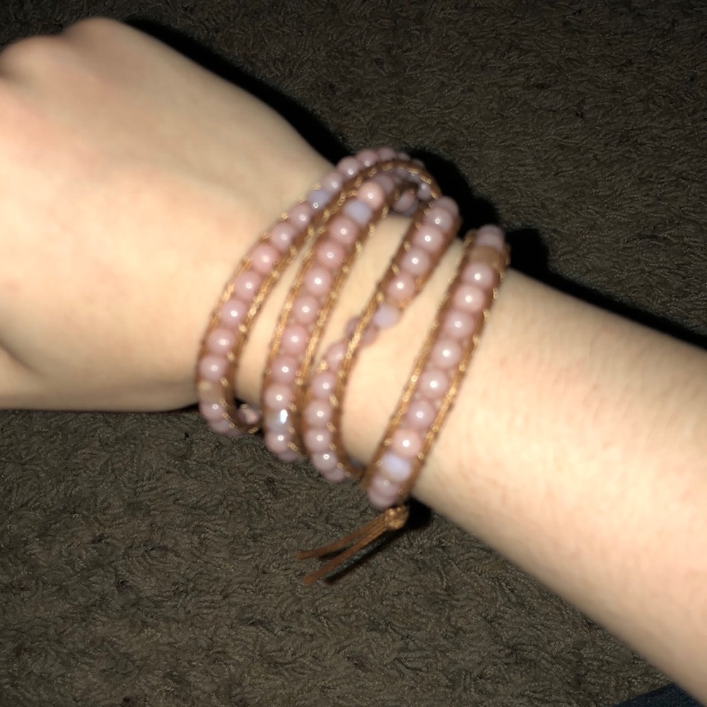 Pink Beaded Wrap Bracelet